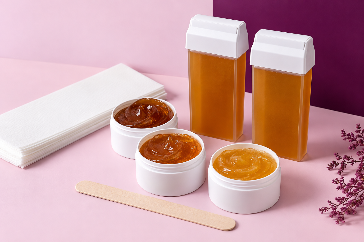 Sugar wax cartridges, sugar paste pots, strips and spatula