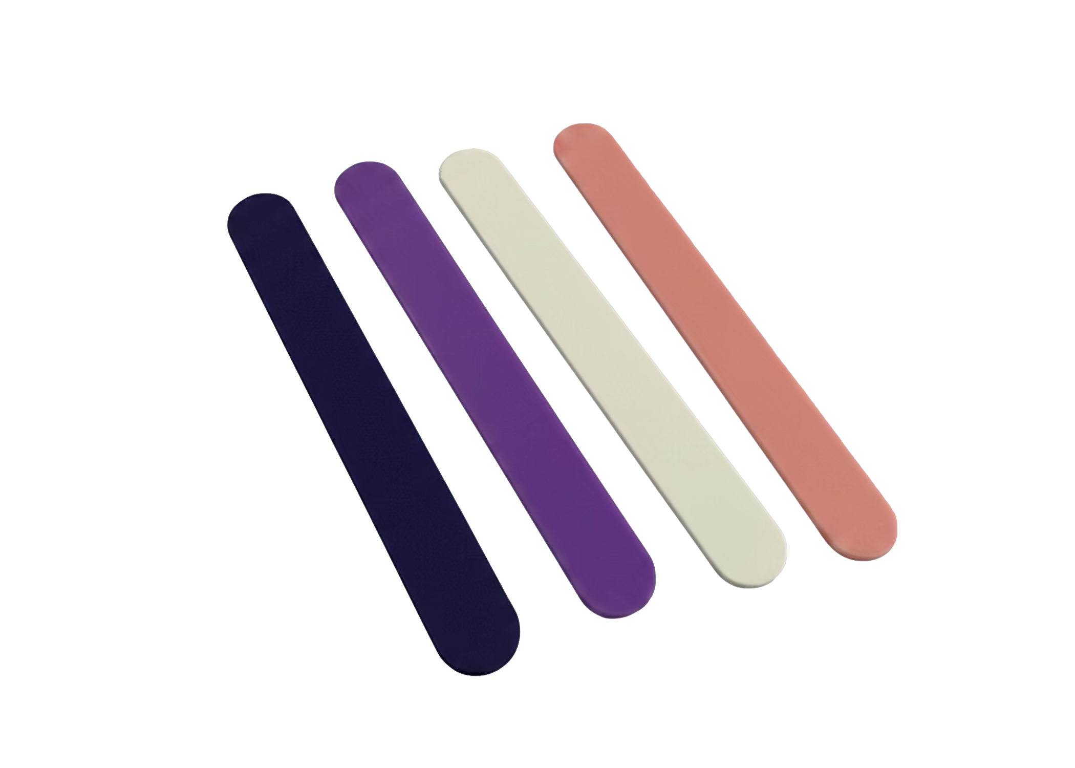 Four coloured reusable plastic spatulas